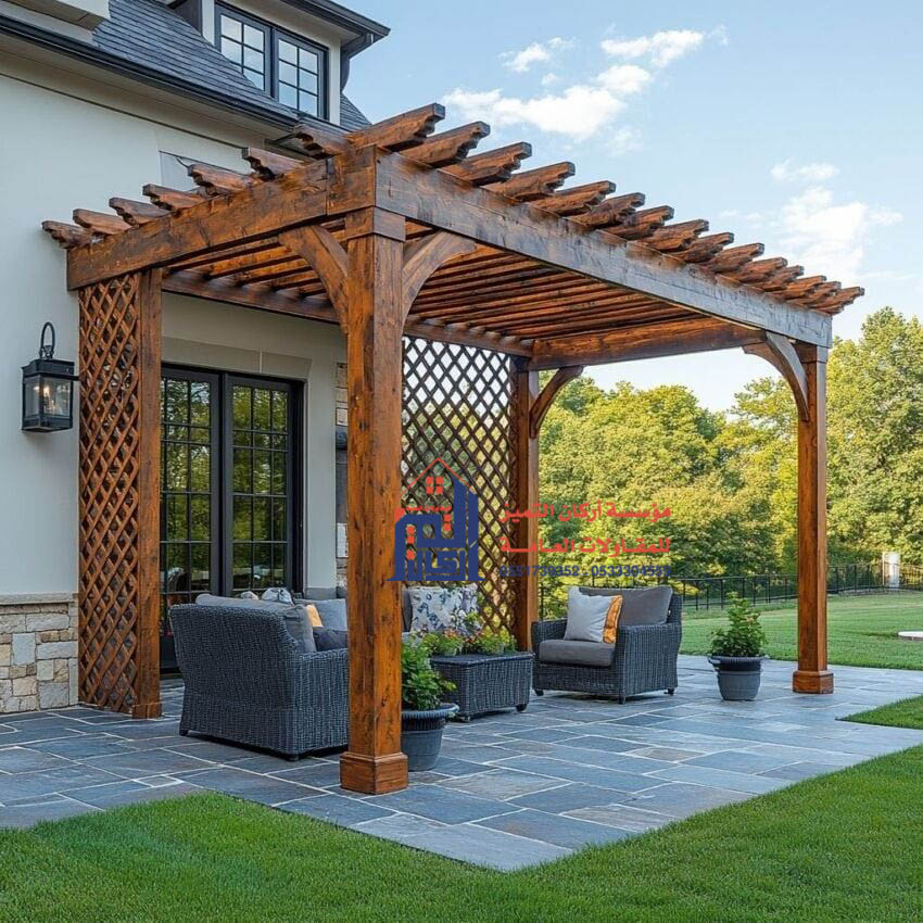 انواع برجولات خشب برجولات خشب سويدي